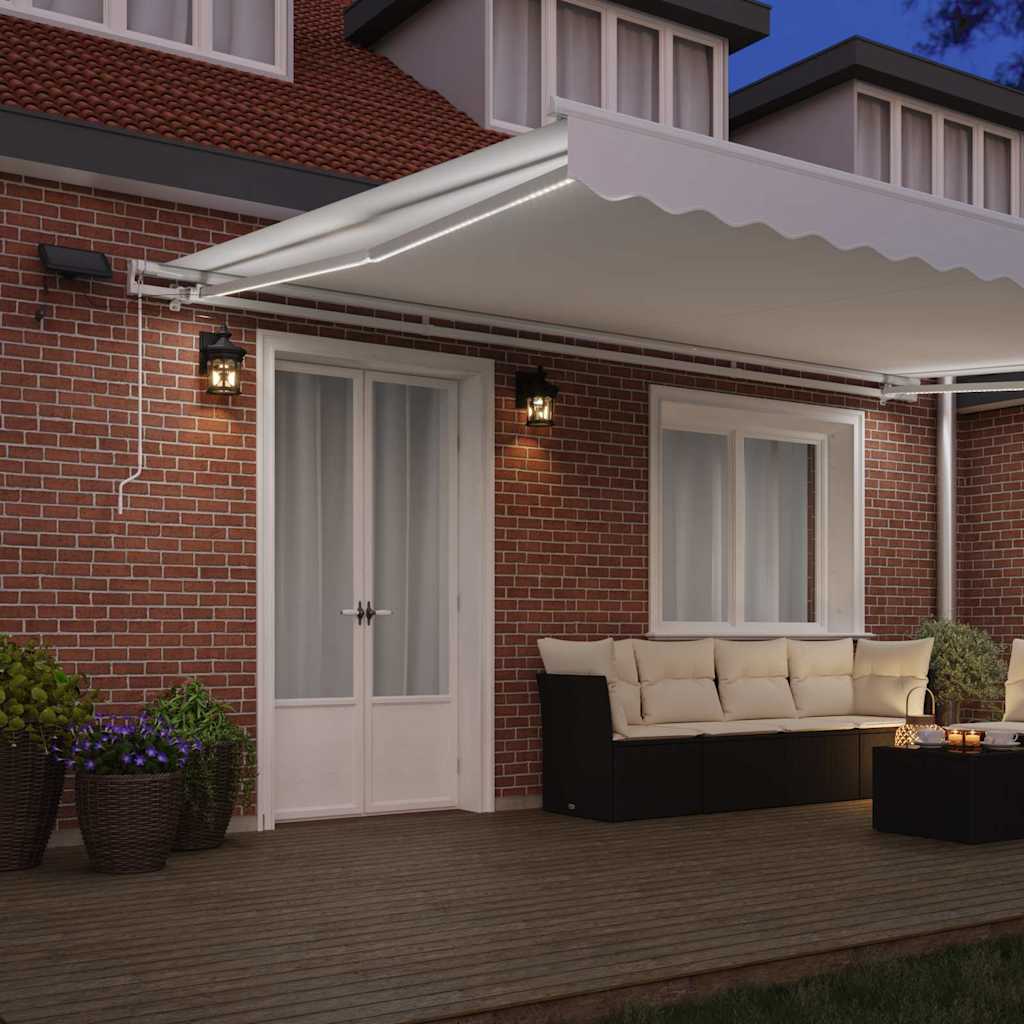 Retractable Awning White 500 × 350 cm Fabric and Steel