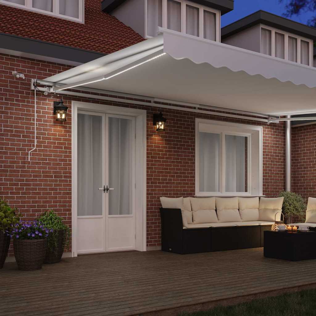Retractable Awning White 500 × 350 cm Polyester and Metal