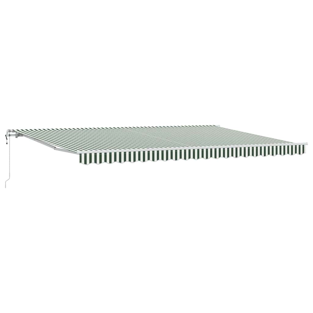 Electric Retractable Awning Green and White 500 × 350 cm