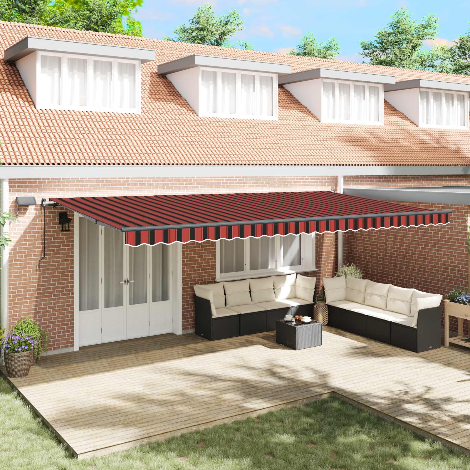 Retractable Awning Orange and Brown 600 × 300 cm Fabric
