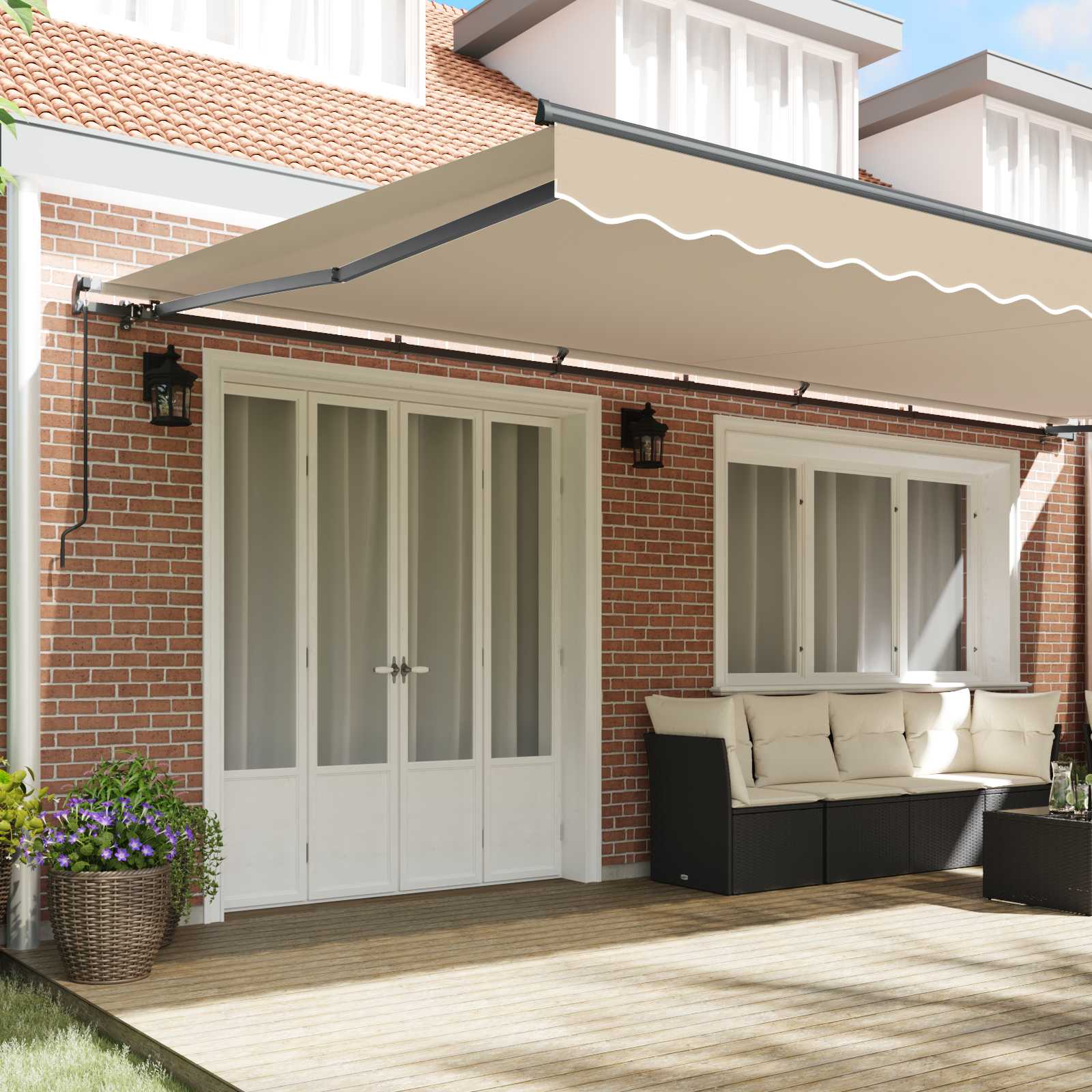 Retractable Awning Sand 600 x 300 cm Polyester and Steel
