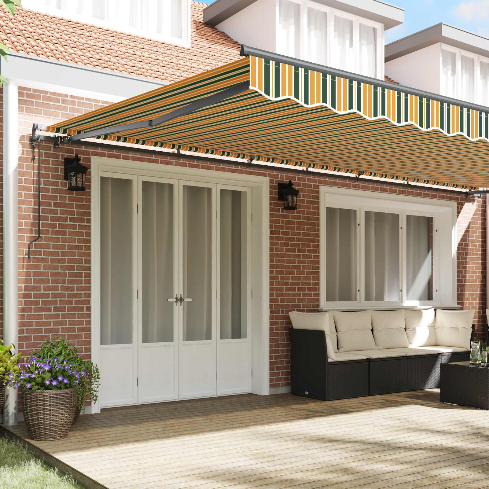 Ištraukiama markizė Žalia ir geltona 600 × 300 cm