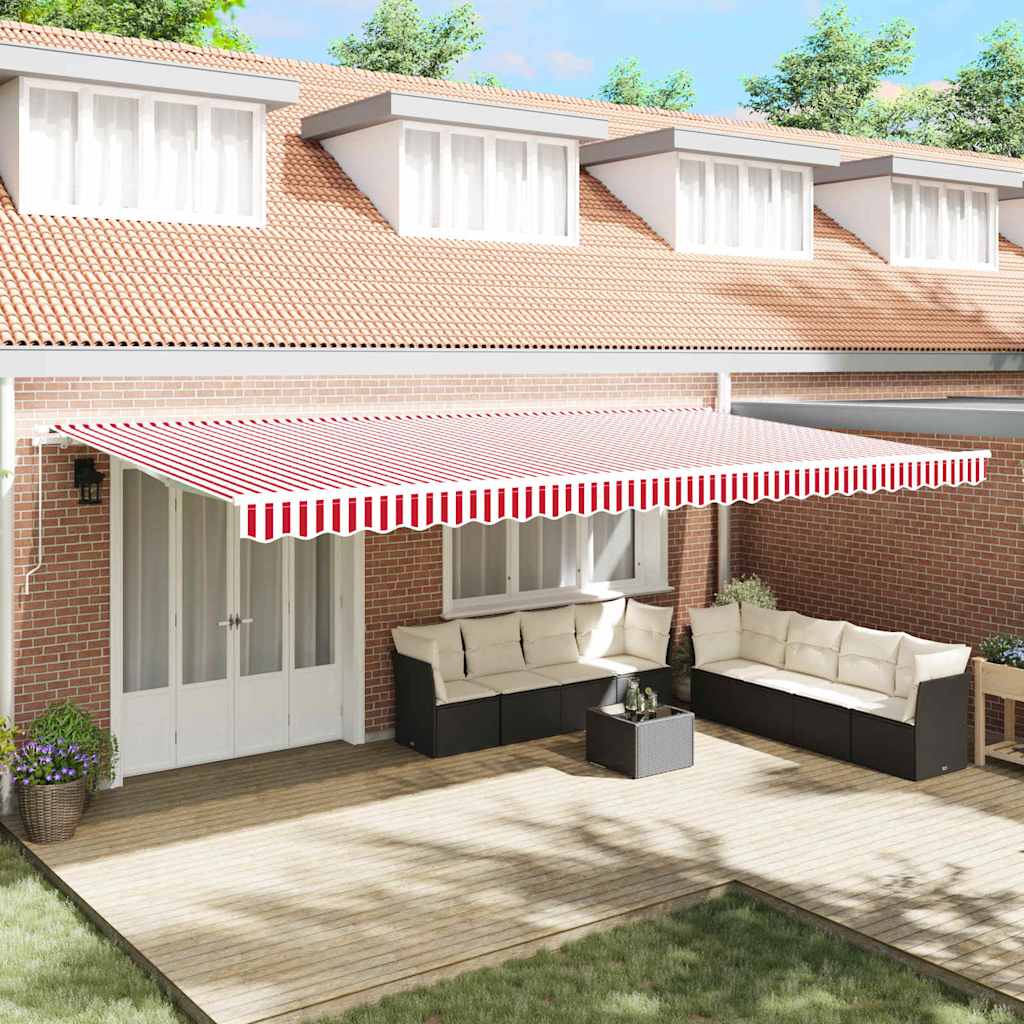 Retractable Awning Red and White 600 × 350 cm
