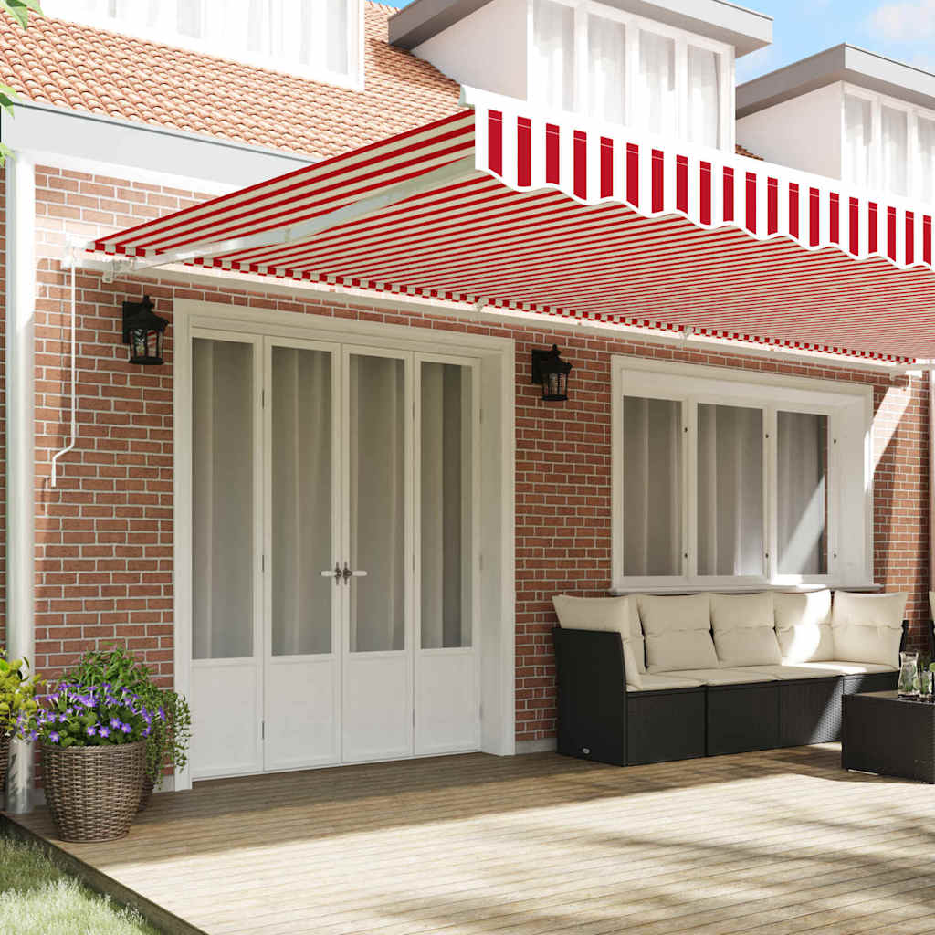 Retractable Awning Red and White 600 × 350 cm