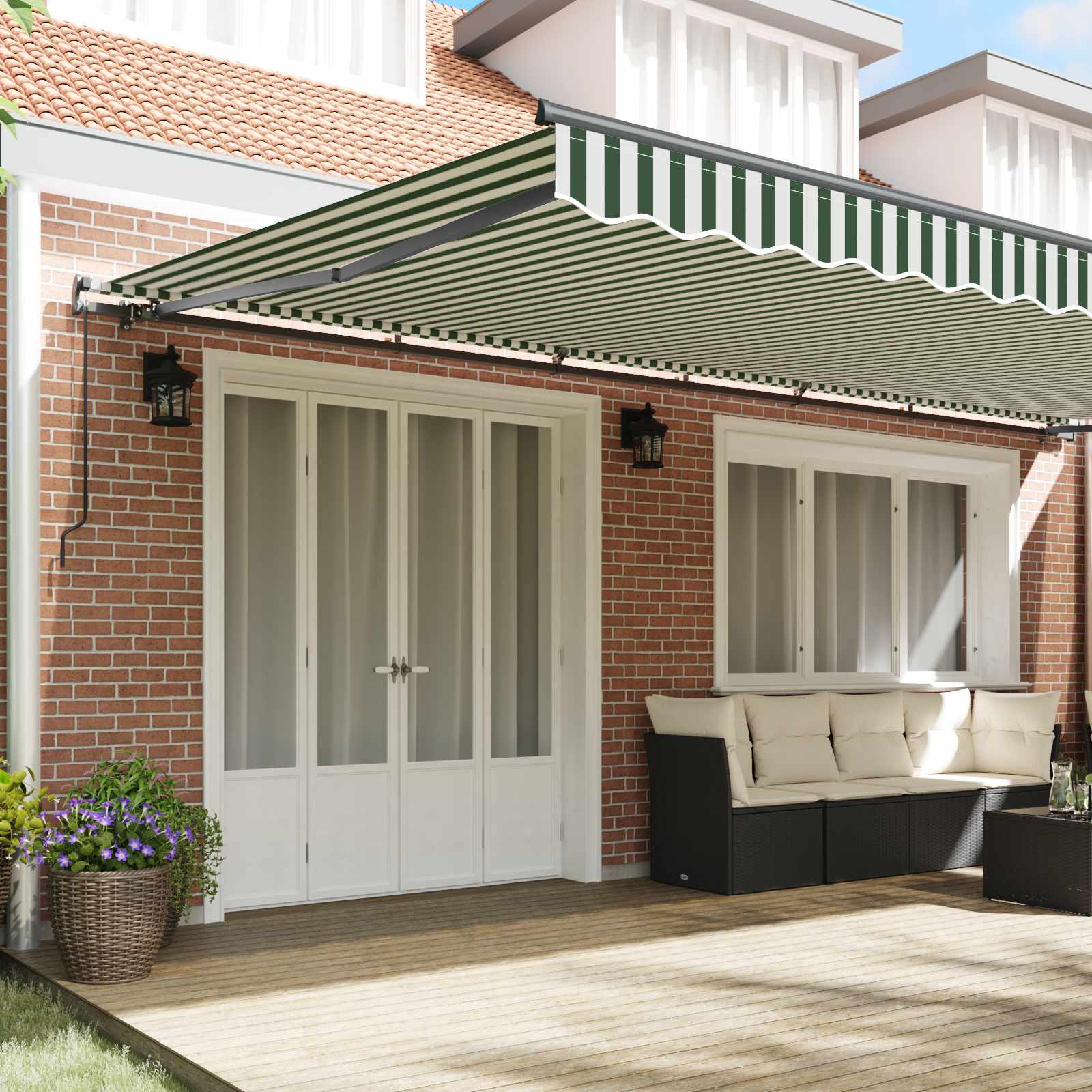 Ištraukiama markizė Žalia ir balta 600 × 350 cm