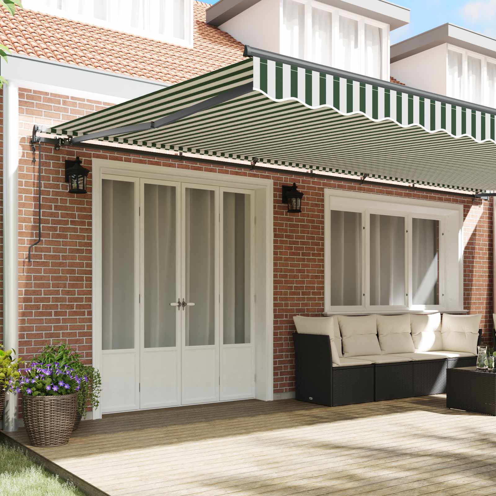 Ištraukiama markizė Žalia ir balta 600 × 350 cm