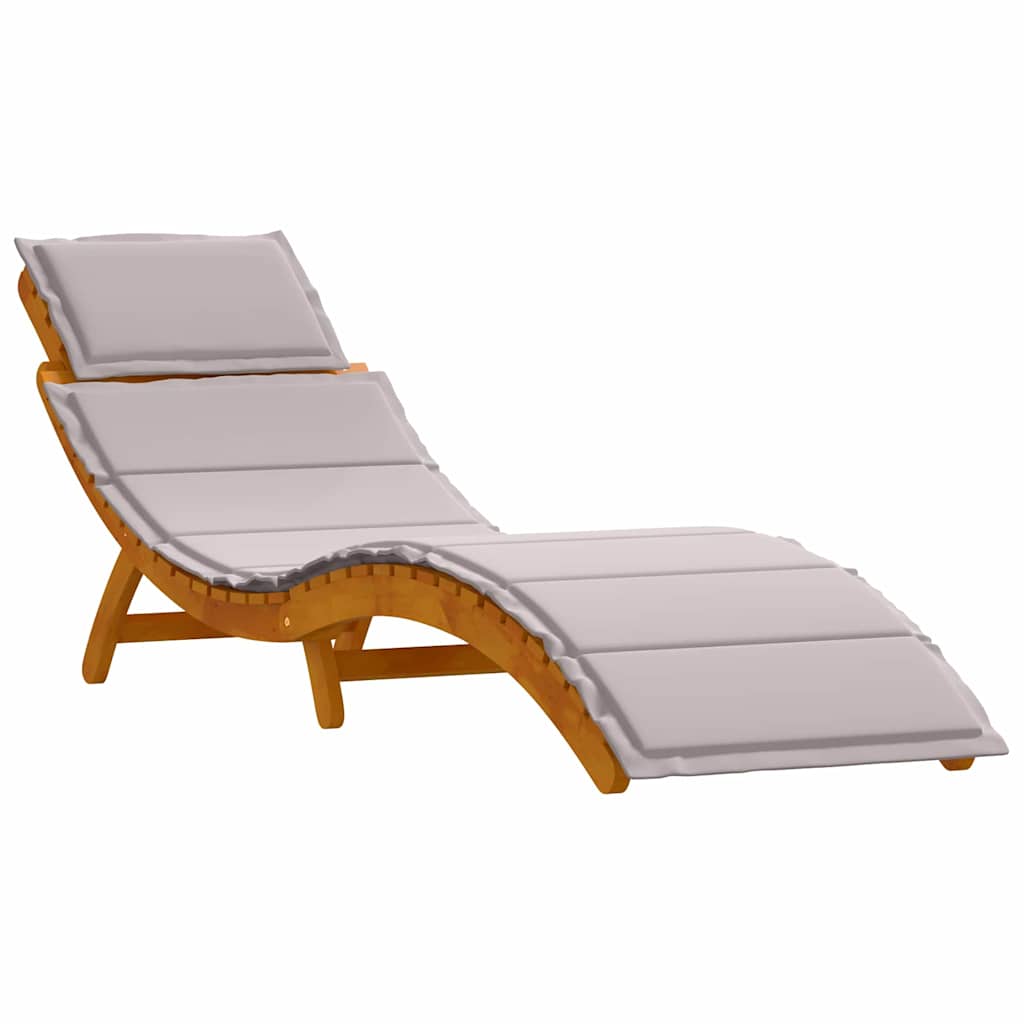 Sun loungers with cushions, 2 pcs., taupe, solid acacia wood
