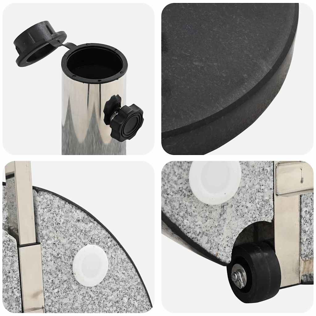 Round Black Granite Wheeled Umbrella Base with Handle 29 kg