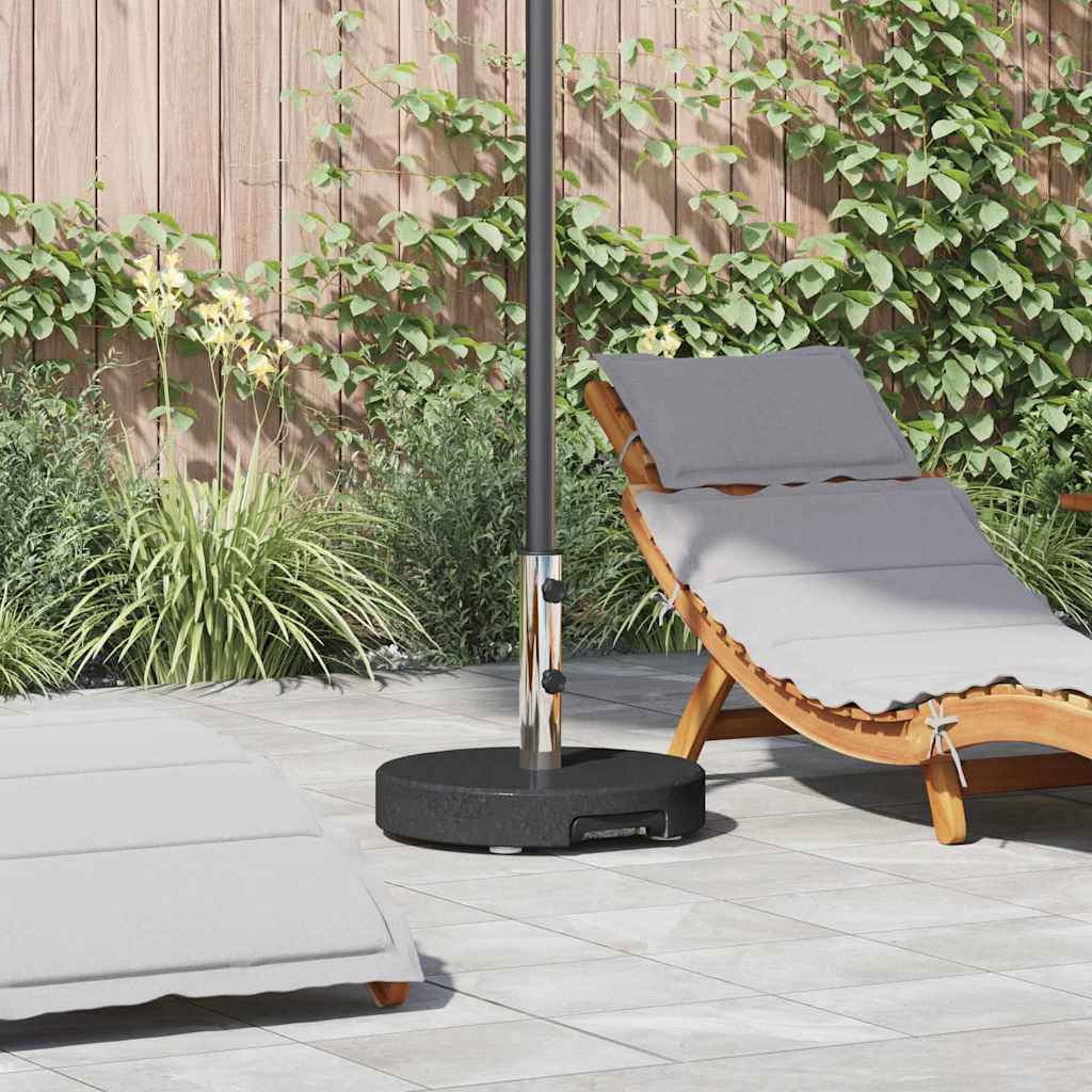 Round Black Granite Wheeled Umbrella Base with Handle 29 kg