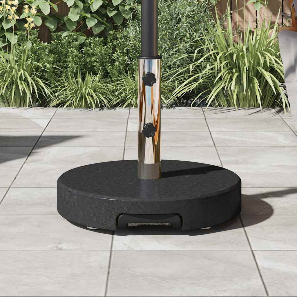 Round Black Granite Wheeled Umbrella Base with Handle 29 kg
