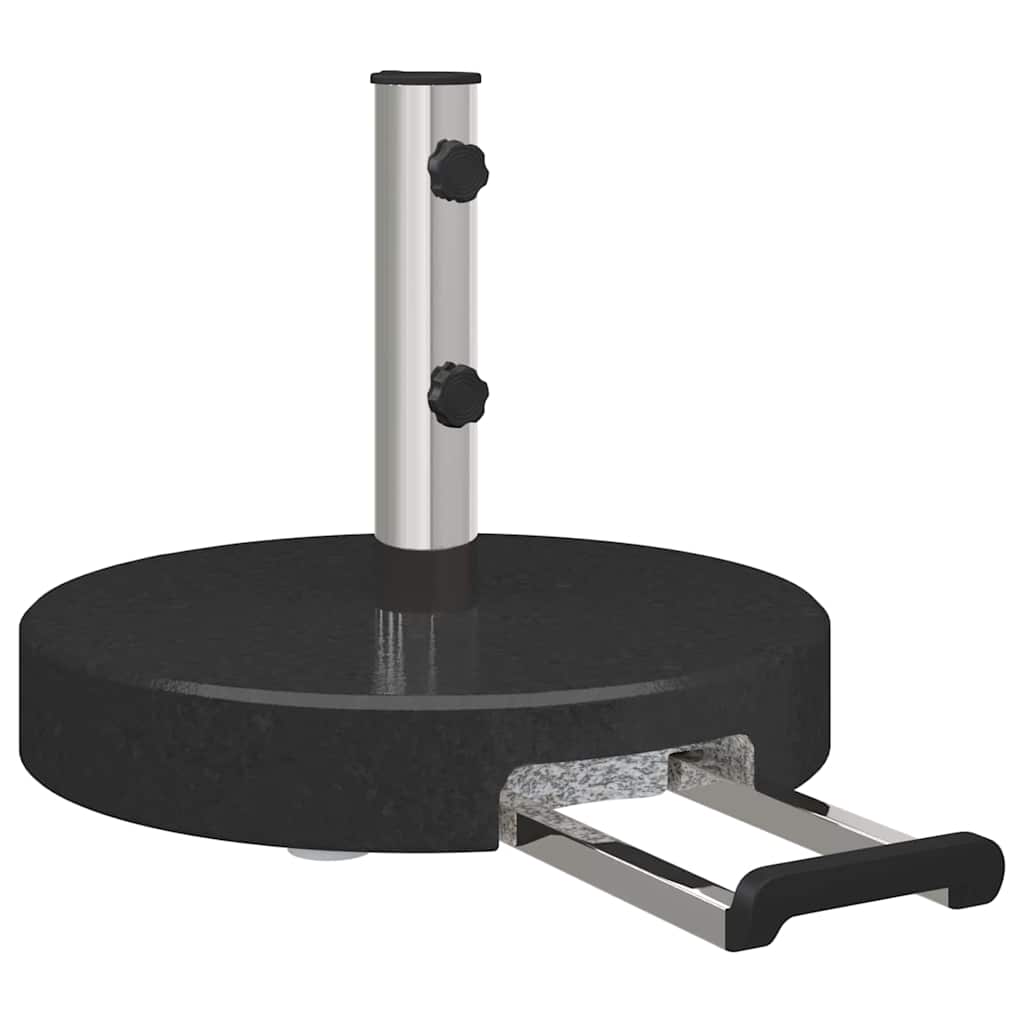 Round Black Granite Wheeled Umbrella Base with Handle 29 kg
