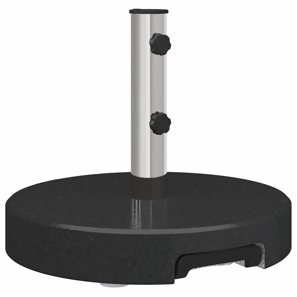 Round Black Granite Wheeled Umbrella Base with Handle 29 kg