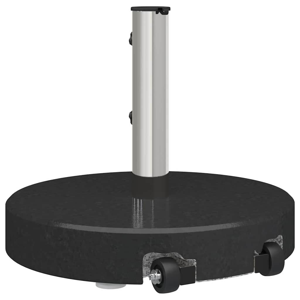 Round Black Granite Wheeled Umbrella Base with Handle 29 kg