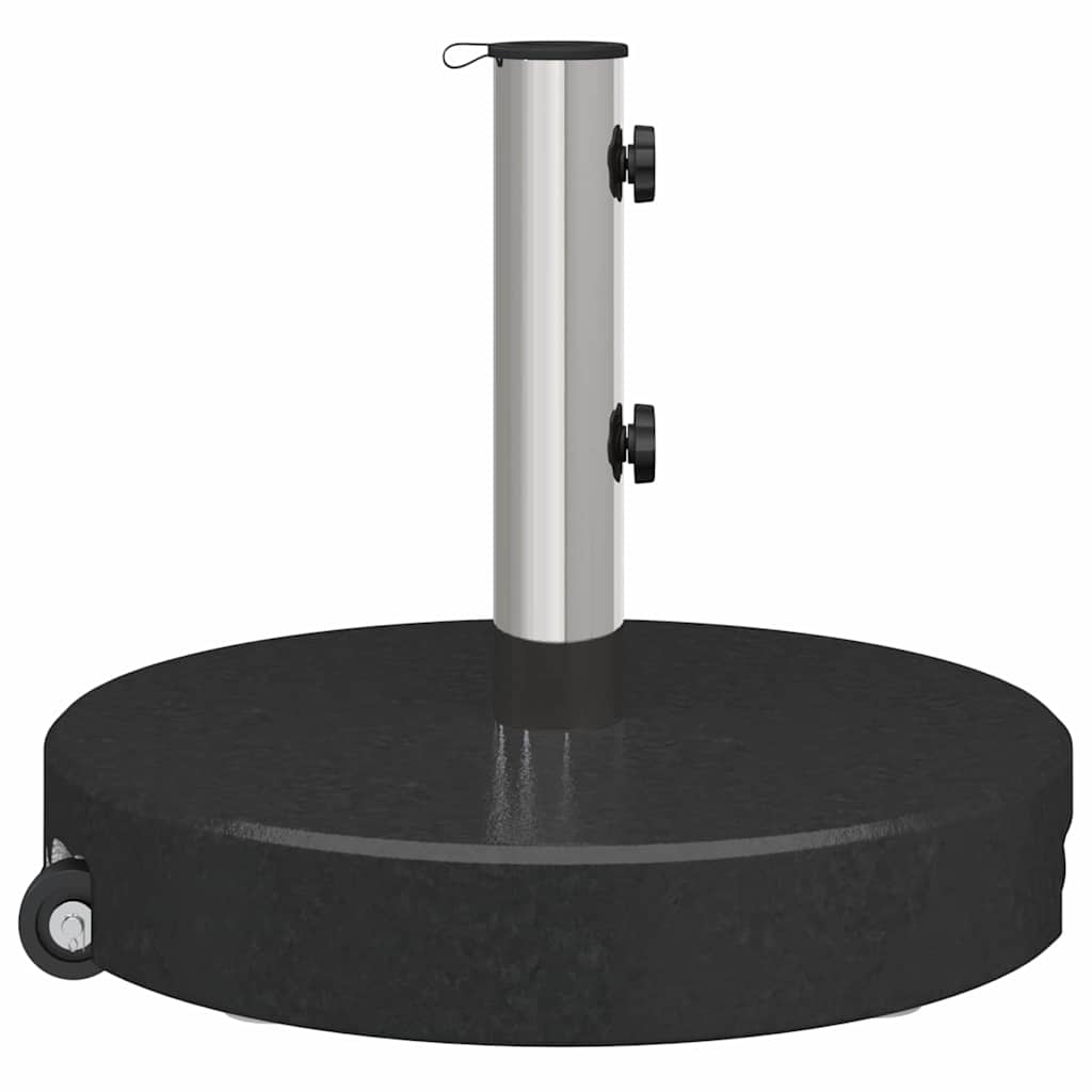 Round Black Granite Wheeled Umbrella Base with Handle 29 kg