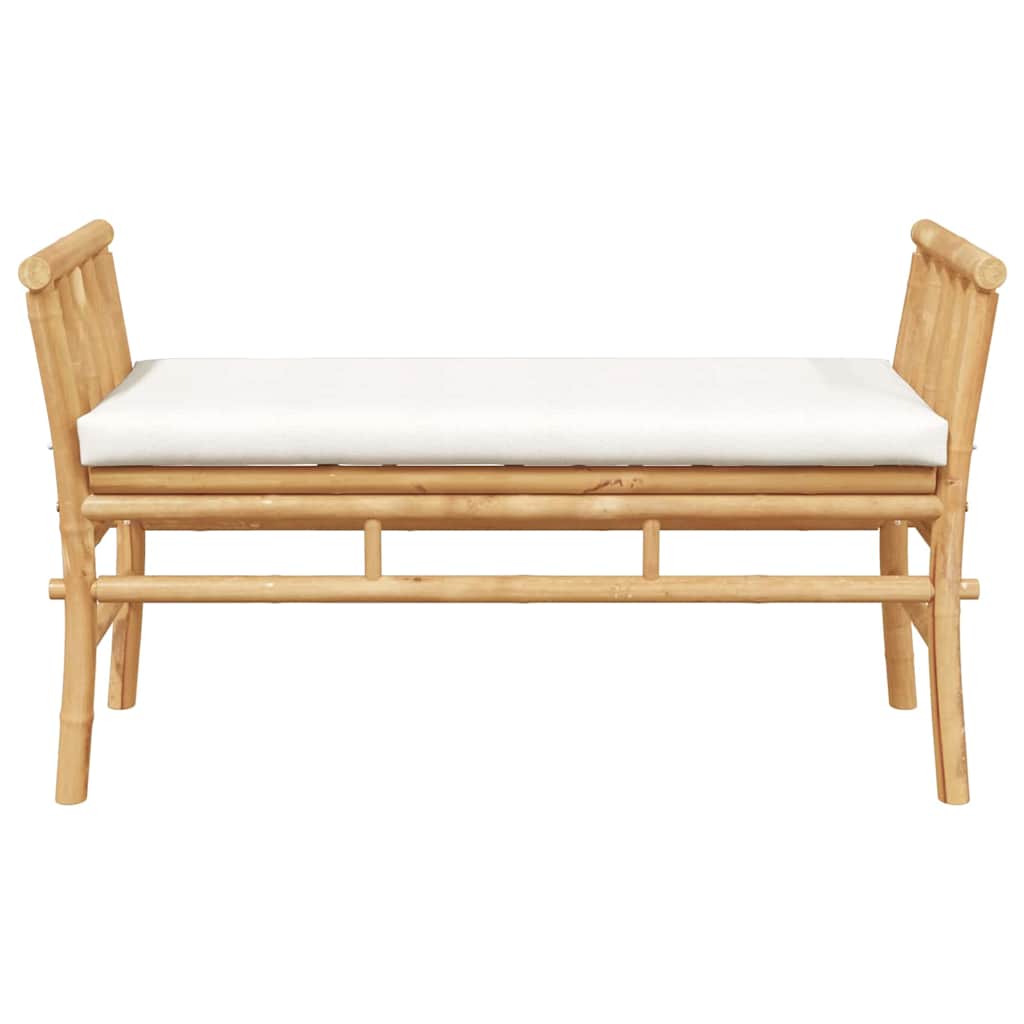 Outdoor bench with cushion 110 cm bamboo