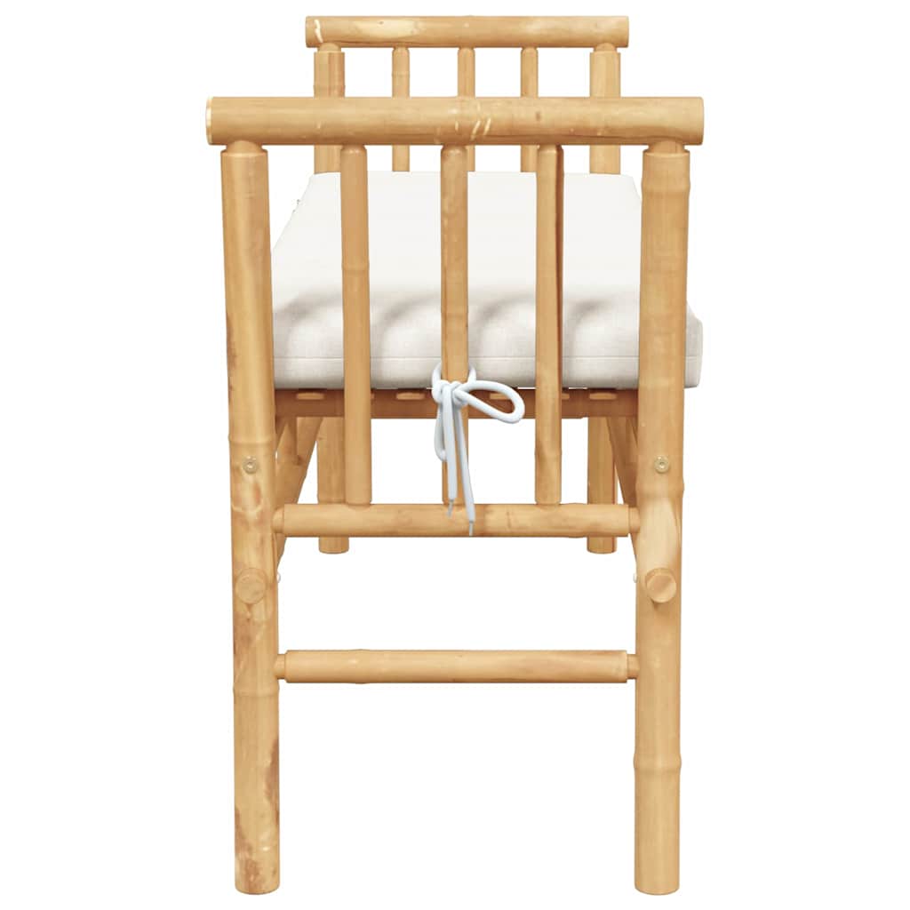 Outdoor bench with cushion 110 cm bamboo