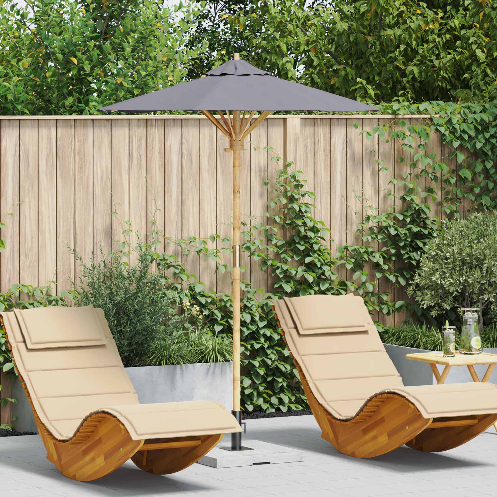 Garden Parasol Dark grey 150x210 cm from Bamboo