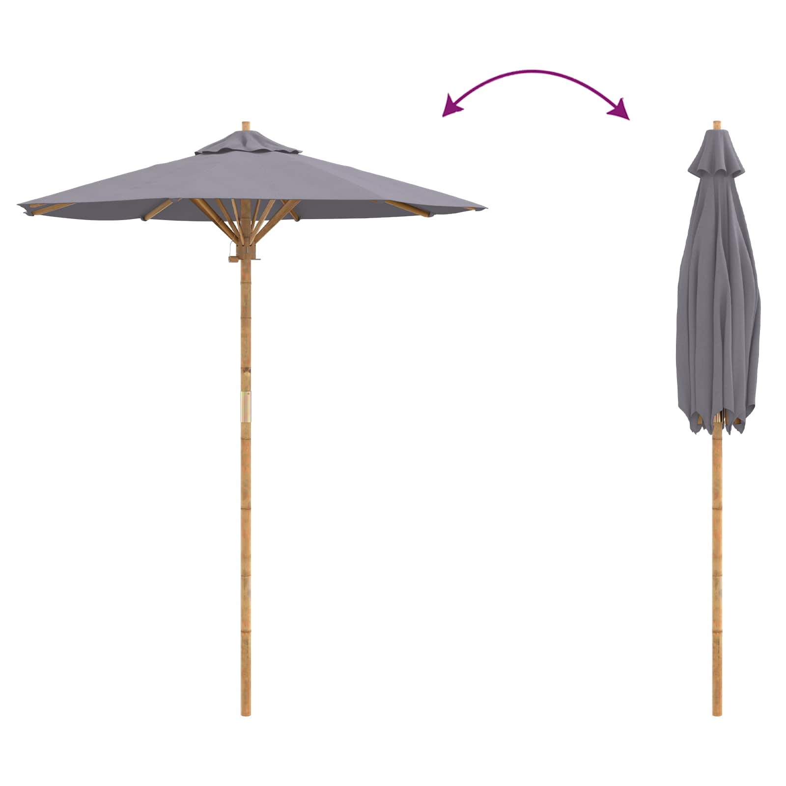 Garden Umbrella Dark Grey 180x230 cm Bamboo
