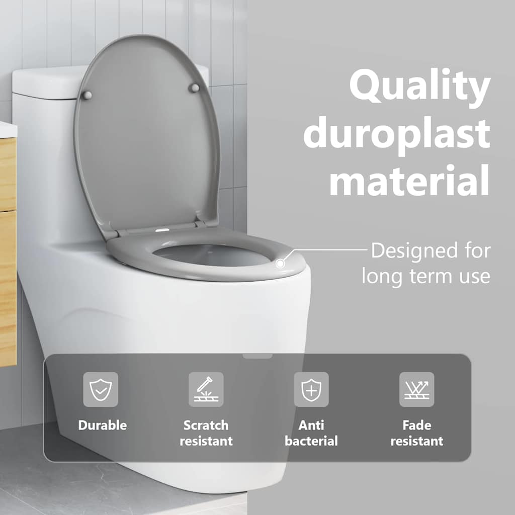 Quick-release Toilet Seat Grey 44.8 x 37.3 x 4.2 cm