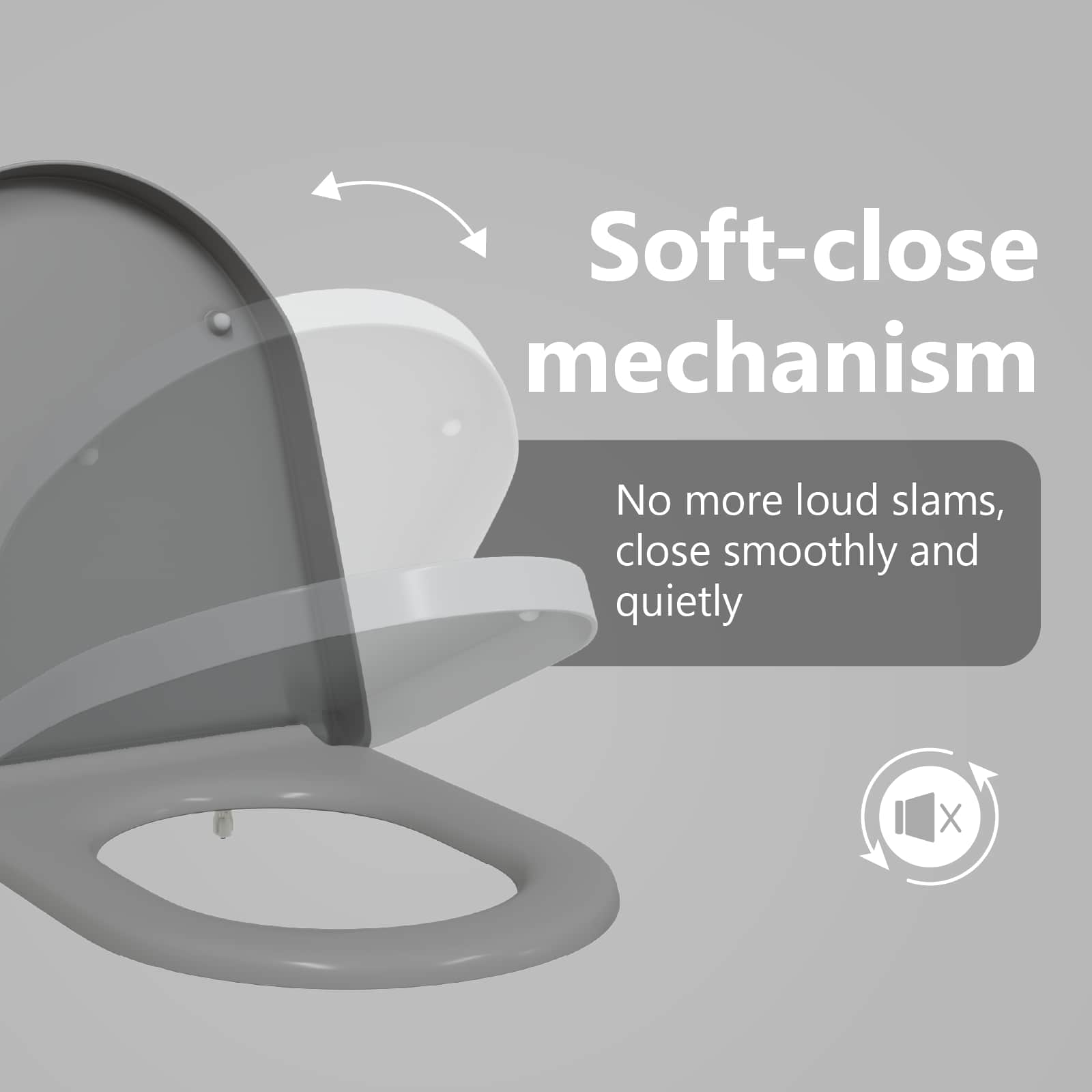 Quick Release Toilet Seat Grey 46.2 x 36 x 4.3 cm