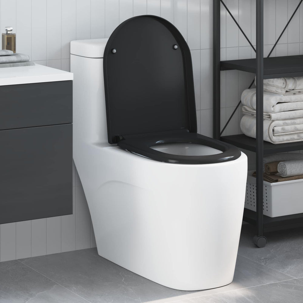 Quick Release Toilet Seat Black 46.2 x 36 x 4.3 cm