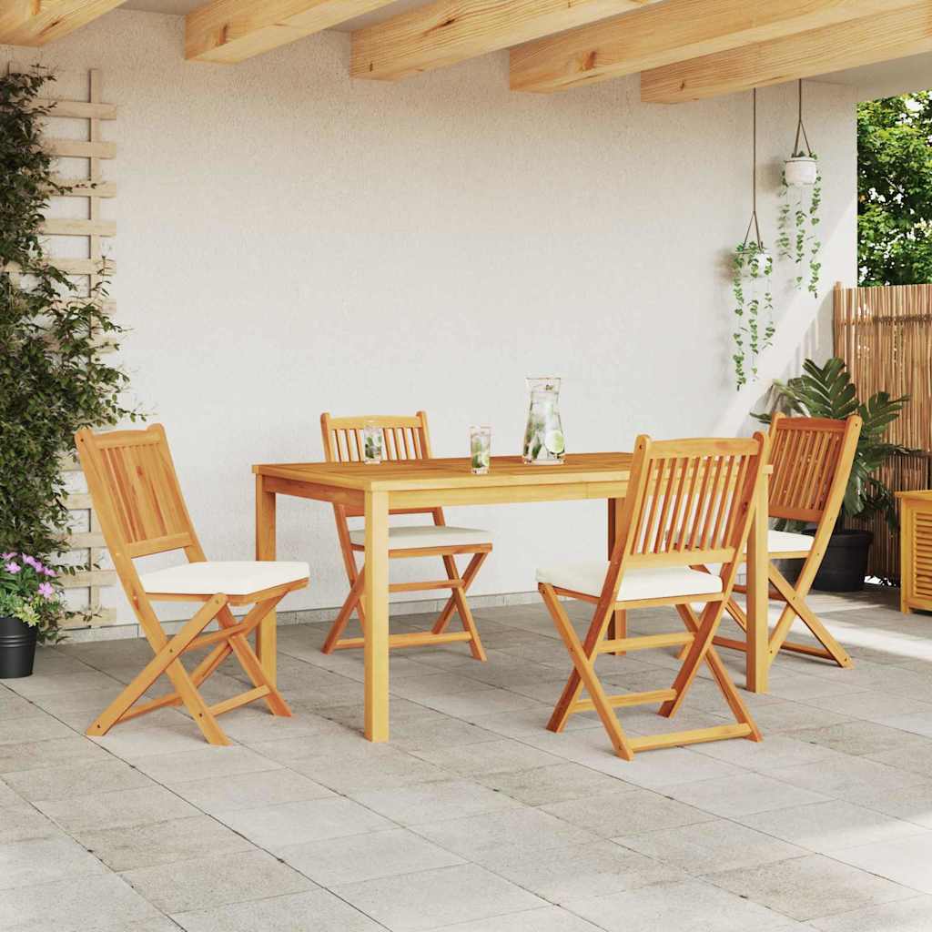 Foldable chair with cushion 4 pcs White 49 x 57.5 x 92cm