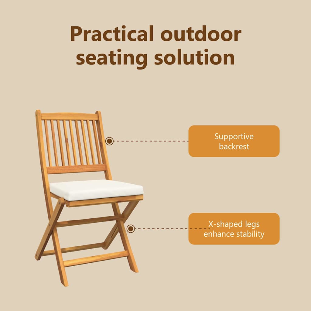Foldable chair with cushion 4 pcs White 49 x 57.5 x 92cm