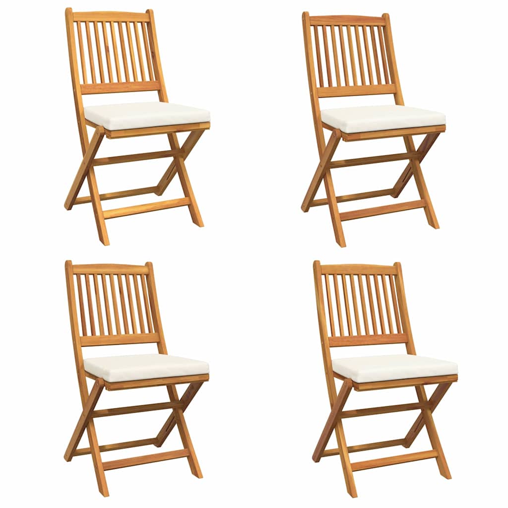 Foldable chair with cushion 4 pcs White 49 x 57.5 x 92cm