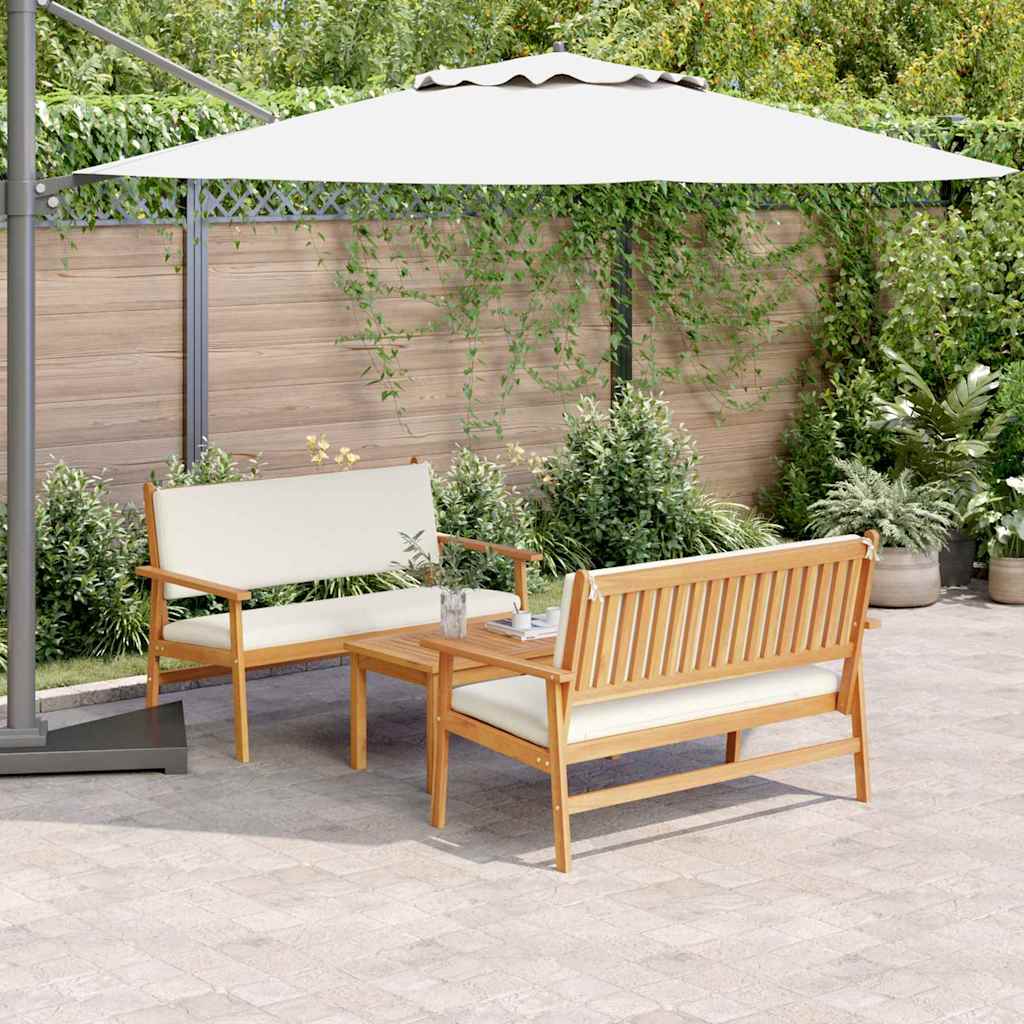 3-piece garden sofa set with cushions, durable acacia wood furniture