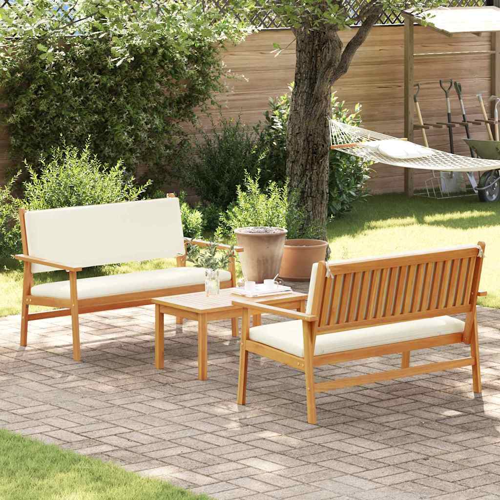 3-piece garden sofa set with cushions, durable acacia wood furniture