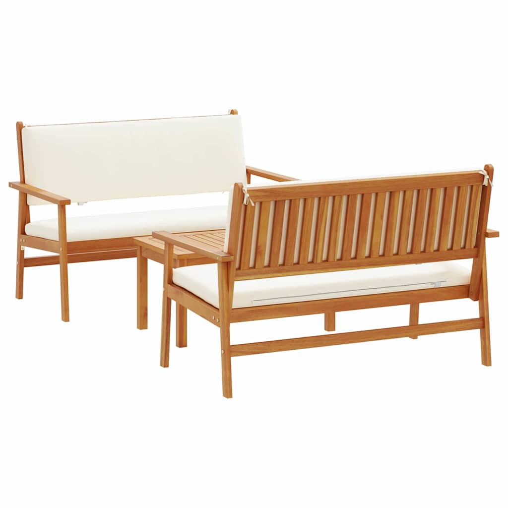 3-piece garden sofa set with cushions, durable acacia wood furniture