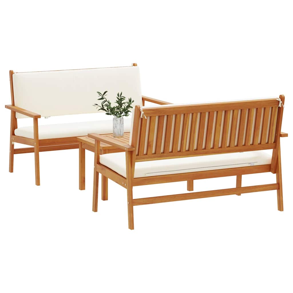 3-piece garden sofa set with cushions, durable acacia wood furniture