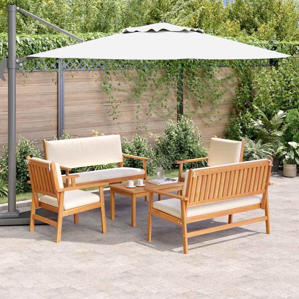 5-piece garden sofa set with cushions, solid acacia wood