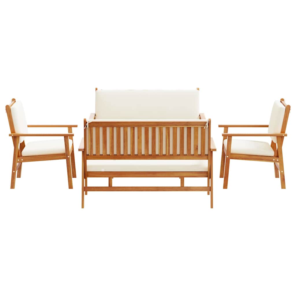 5-piece garden sofa set with cushions, solid acacia wood