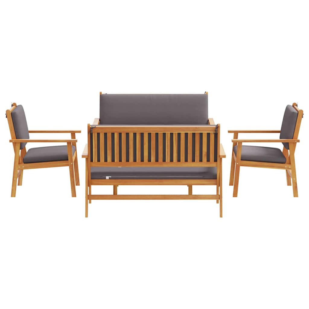 5-piece garden sofa set with cushions, solid acacia wood