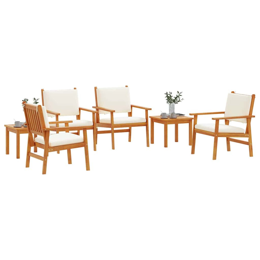 6-piece garden dining set with cushions, solid acacia wood.