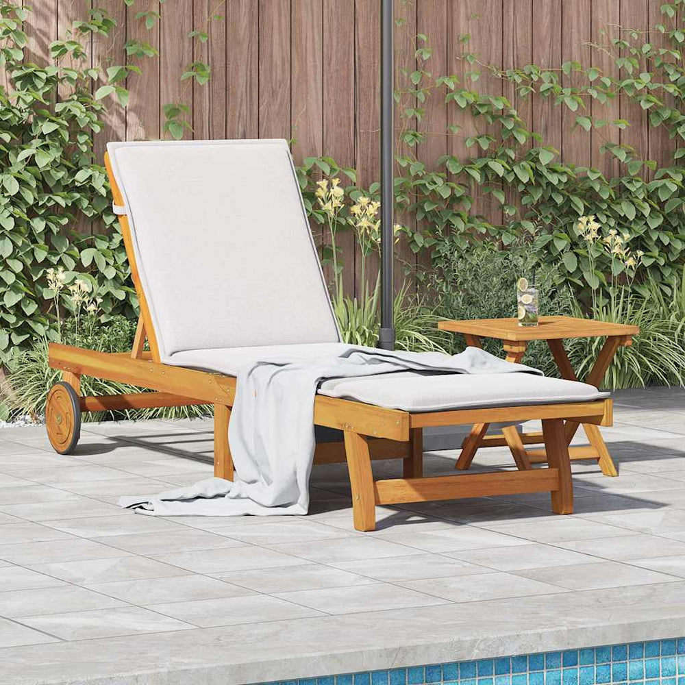 Sun lounger with solid acacia wood table