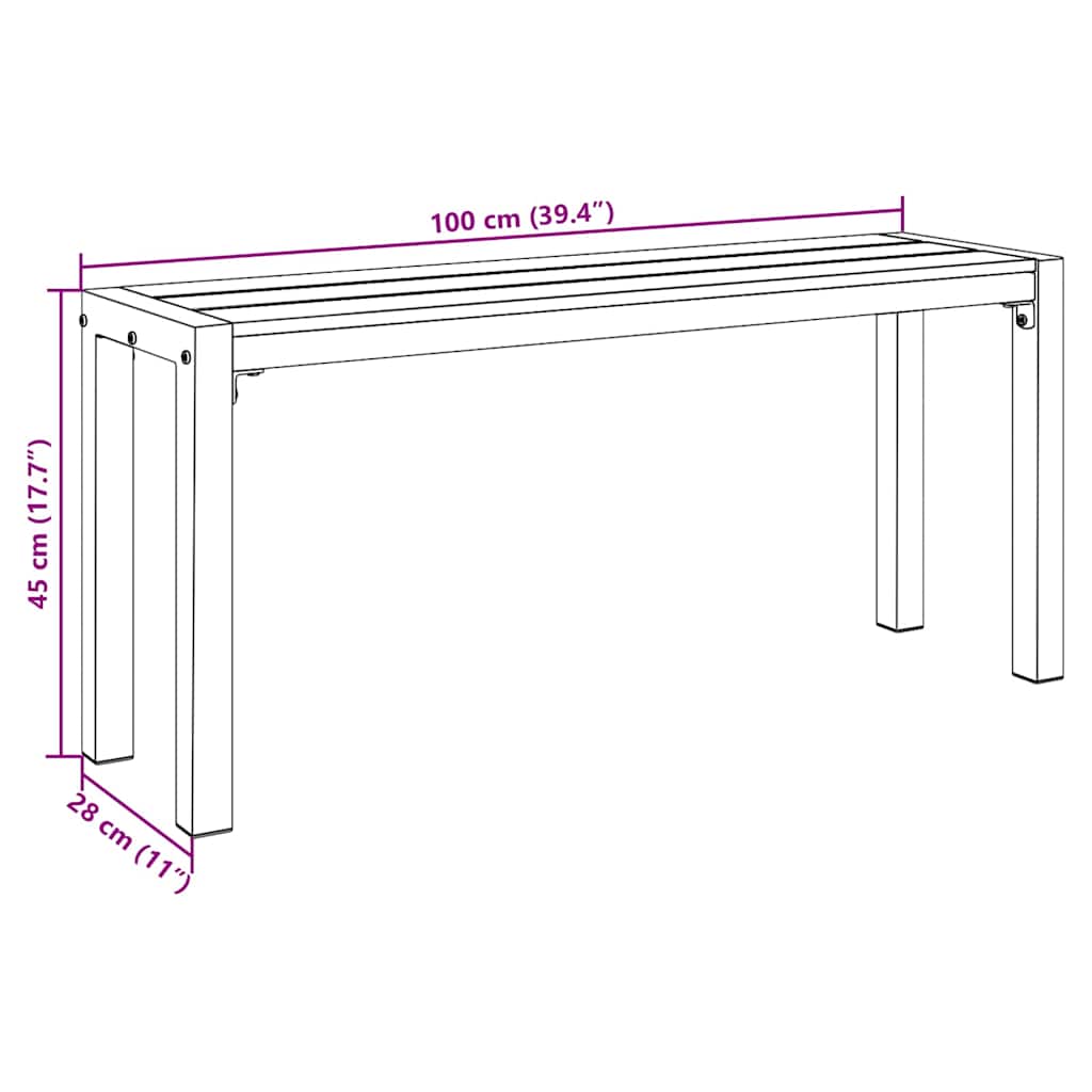 Sodo suolas Juoda 100 x 28 x 45cm Plienas