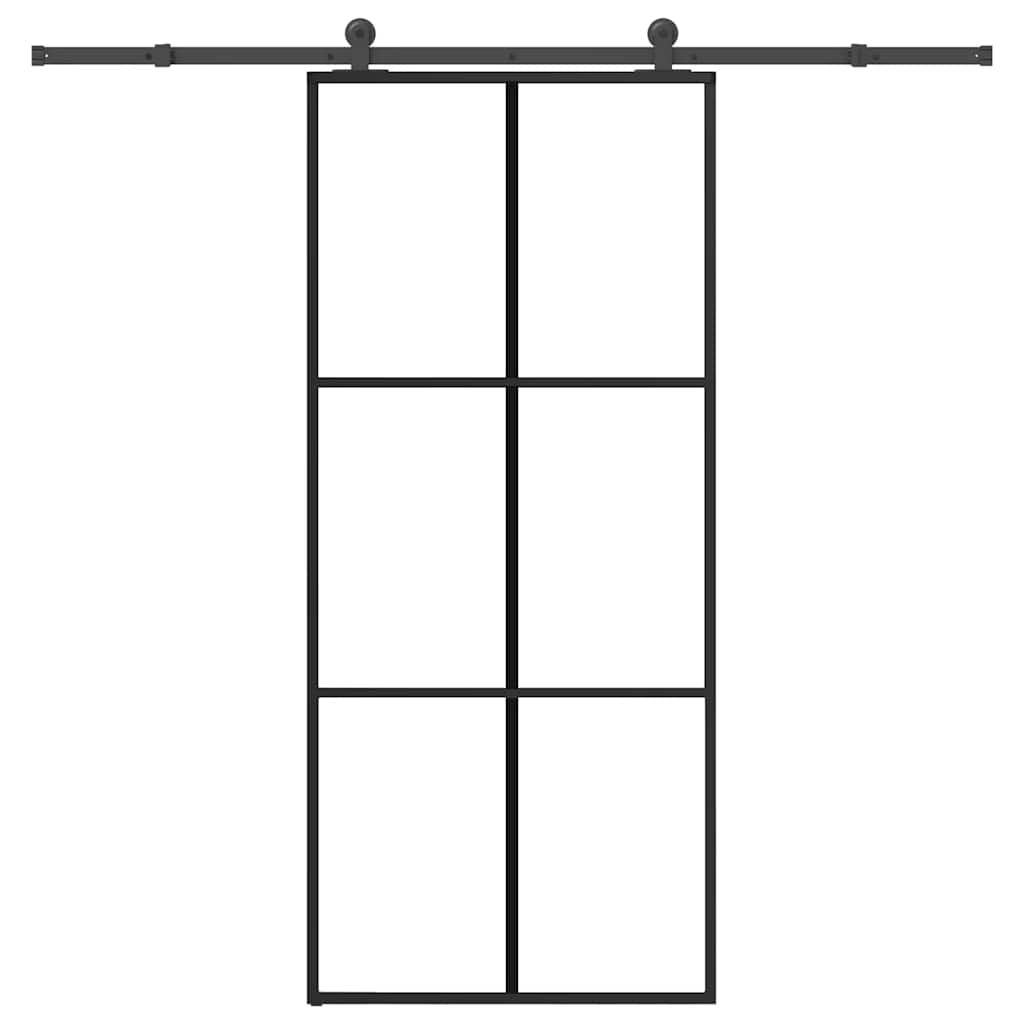 Sliding door with accessory kit, 90x205cm, ESG and aluminum