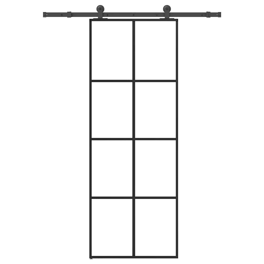 Sliding door with fitting kit, 76x205cm, ESG and aluminium