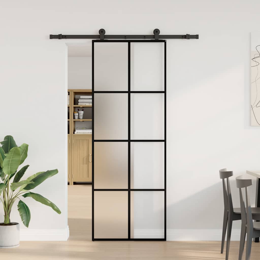Sliding door with fitting kit, 76x205cm, ESG and aluminium