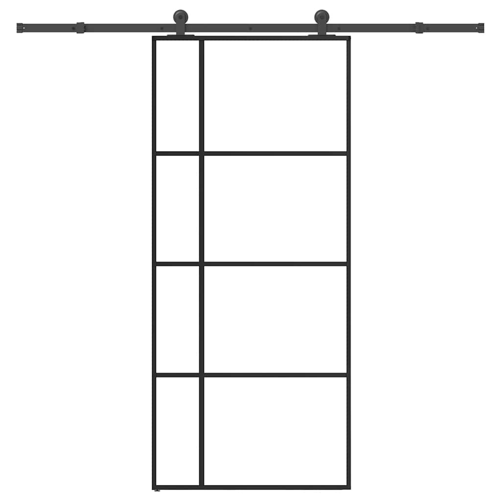 Sliding door with accessory kit, 90x205cm, ESG and aluminum