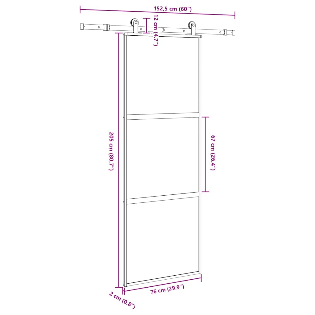 Sliding door with hardware set, 76x205cm