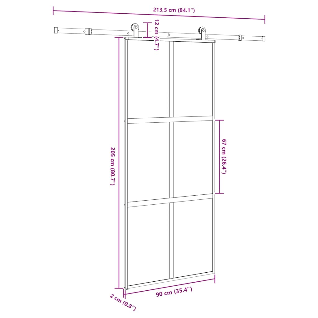Sliding door with hardware kit, 90x205cm