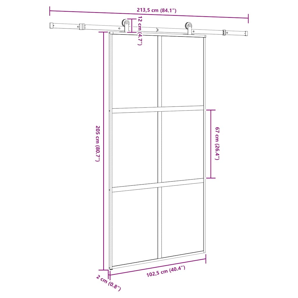 Sliding door with hardware set, 102.5x205cm