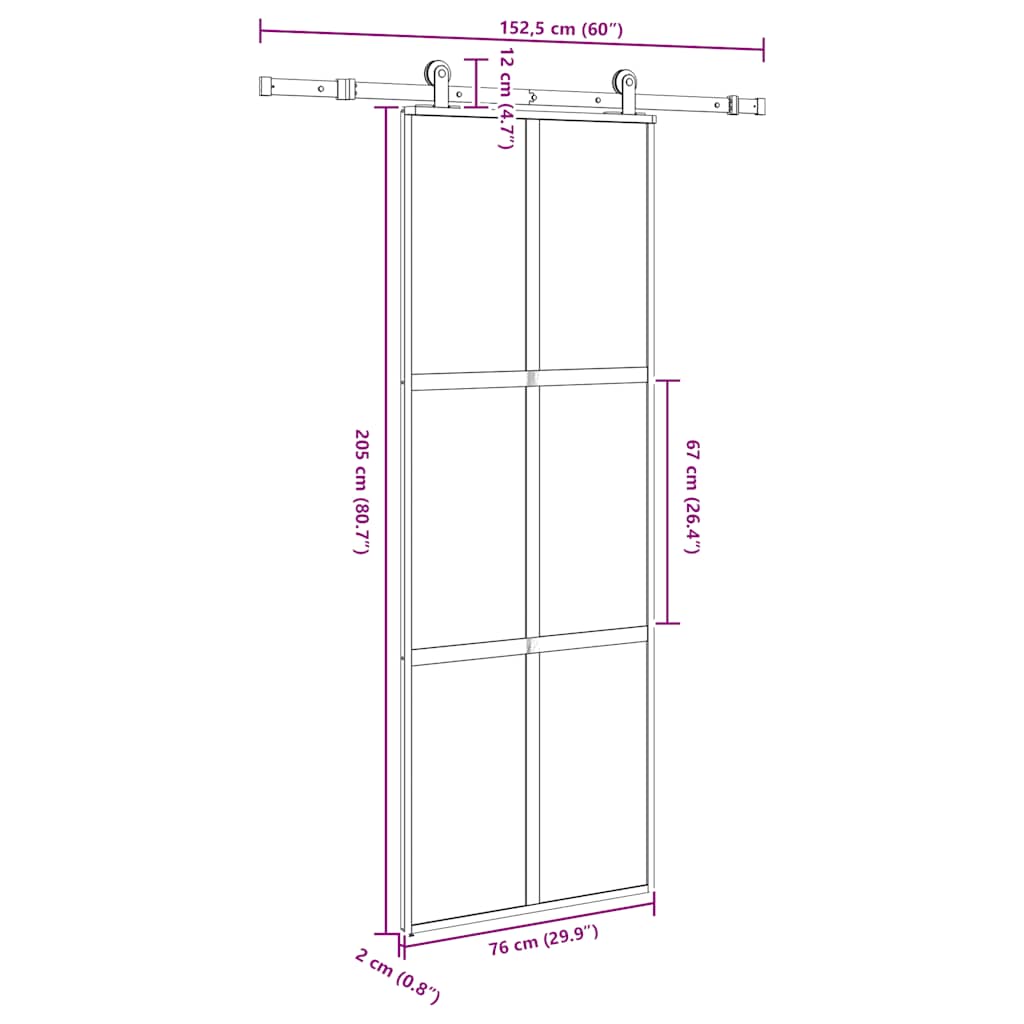 Sliding door with hardware set, 76x205cm