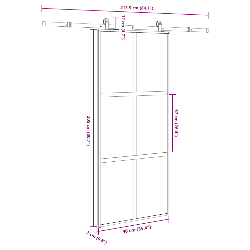 Sliding door with hardware kit, 90x205cm