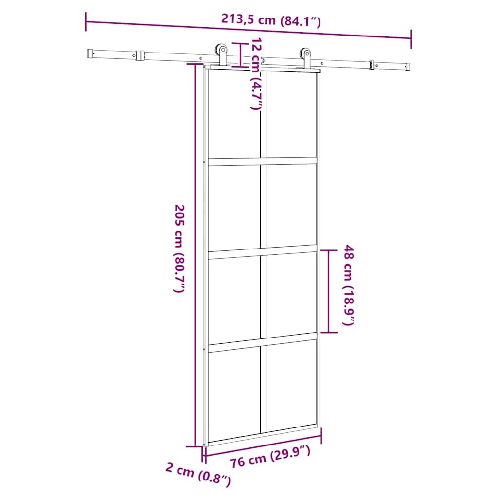 Sliding door with hardware set, 76x205cm