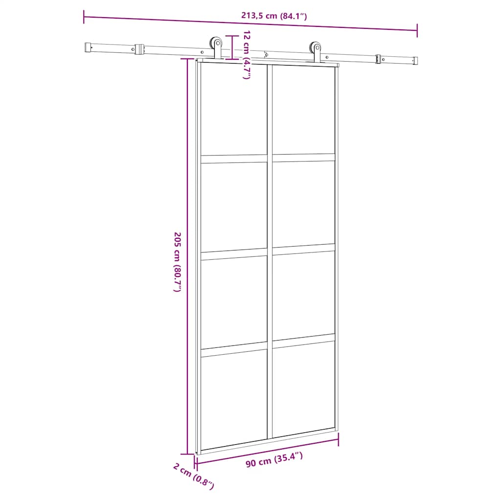 Sliding door with hardware kit, 90x205cm