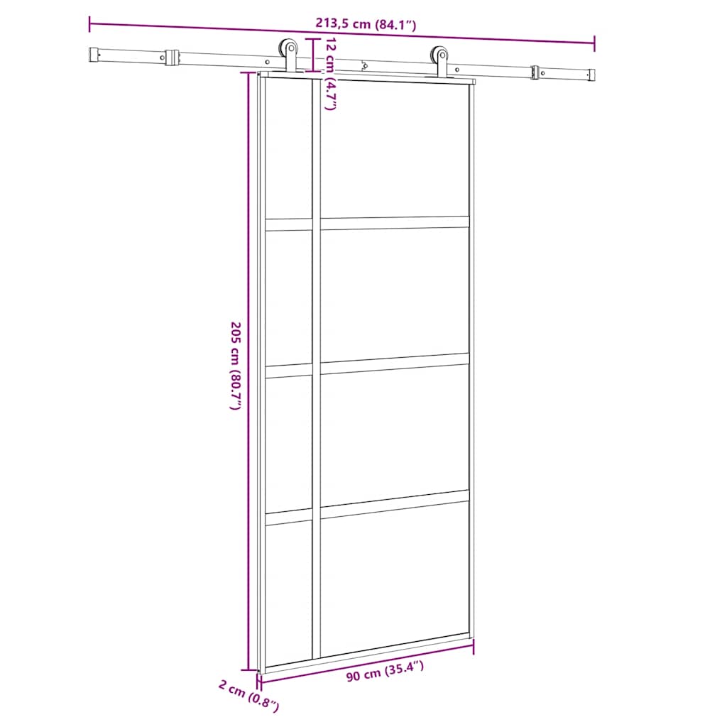 Sliding door with hardware kit, 90x205cm